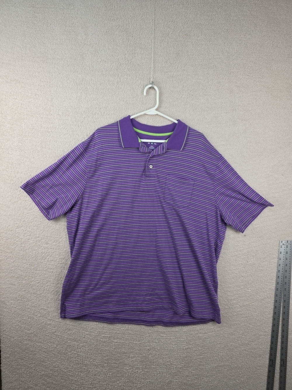 Saddlebred Purple Polo with Lime Trim Big Tall 2XLT Shirt